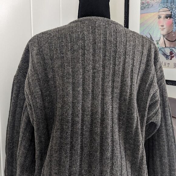 J. Crew Gray Lambswool Cable Knit Fisherman Sweater M Dark Academia Whimsigoth - Picture 8 of 9